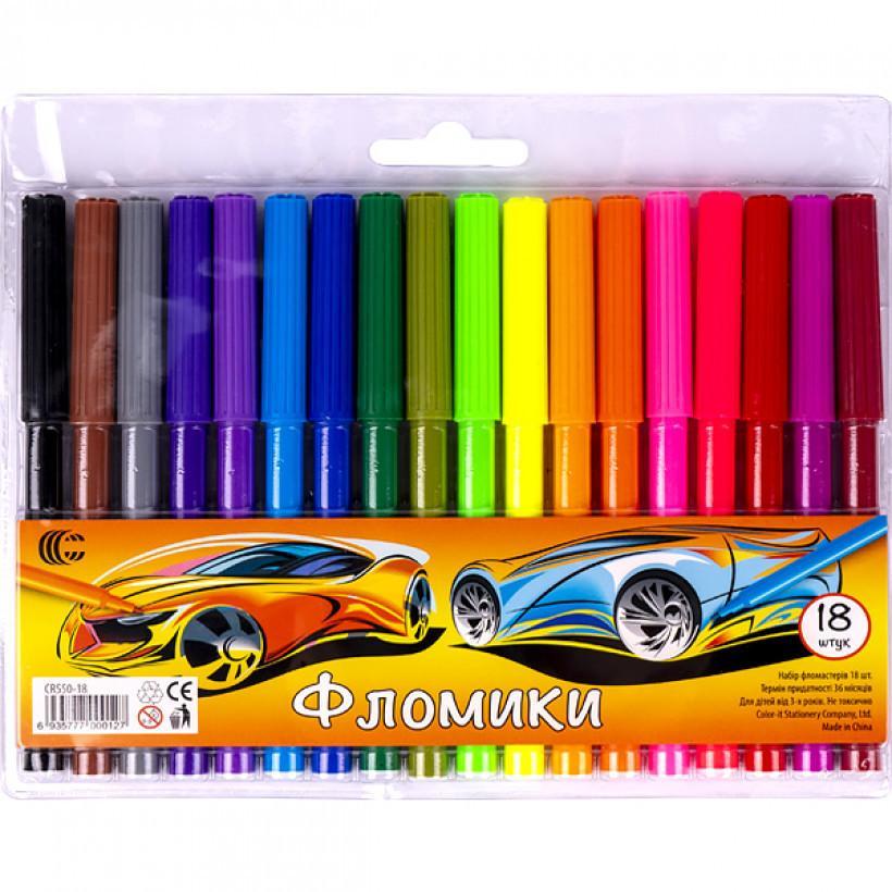 Набір фломастерів у пластиковій упаковці з 18 кольорів Фломіки C CR550-18