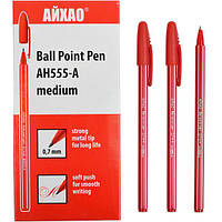 Масляная шариковая ручка красная AH-555 АЙХАО Original в упаковке 50 шт