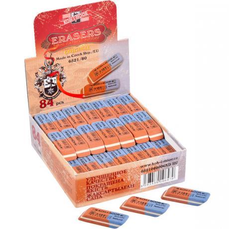 Гумка прямокутна "Koh-i-noor" 6521 червоно-синій в упаковці 84 шт, фото 1