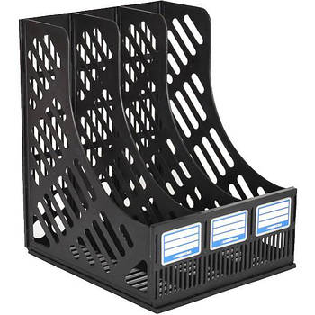 Пластиковий вертикальний лоток А618 для паперу на три відділення 30,5*25,5*23 см в упаковці 1 шт