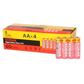 Пальчикові Батарейки KODAK R6/AA 60 шт уп.