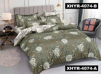 Постільна білизна Королева Ночі (Ранфорс) | Двоспальний комплект | 50х70 | Квіти на зеленому та світлому