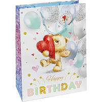 Подарочный пакет на День рождение с рисунком Мишки 33х45х15 см GB-21263 в упаковке 10 штук