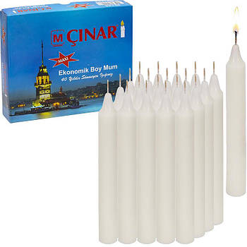 Столові парафінові білі свічки не коптять у картонній упаковці Туреччина в упаковці 20 штук