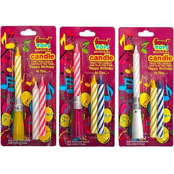 Набір свічок для торта музичні, 3 штуки 5762/10-94 в упаковці 6 шт