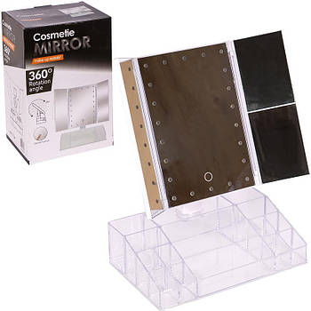 Дзеркало для макіяжу з LED-підсвічуванням та підставкою-органайзером XW-081