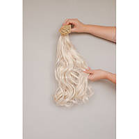 Волосы для наращивания холодный блонд на заколках волна комплект