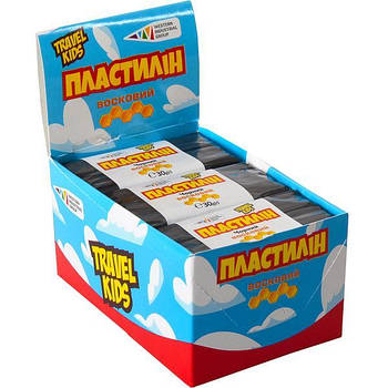 Восковий пластилін "Travel Kids" 12 шт в упаковці 30г Чорний
