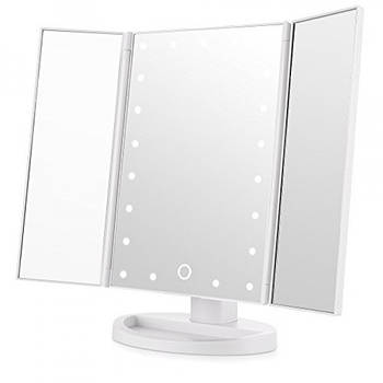 Потрійне LED дзеркало для макіяжу зі світлодіодним підсвічуванням Білий