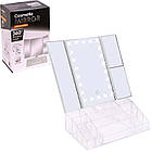 Потрійне LED дзеркало для макіяжу зі світлодіодним підсвічуванням та органайзером, фото 3