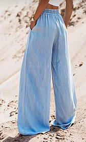 Жіночі штани батальні легкий джинс 50-52,54-56 блакитний