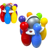 Детский пластиковый набор с большими кеглями № 2 6 шт и один шар BS-0282цв Игровой набор в боулинг