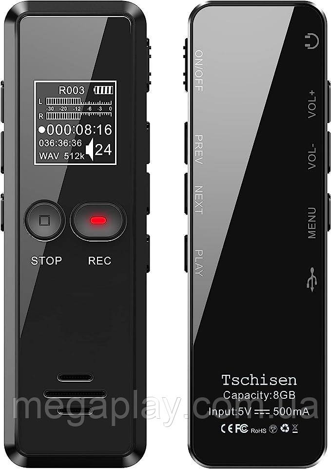 Цифровой диктофон Tschisen с воспроизведением 8G 1536 Кбит/с HD-запись ...