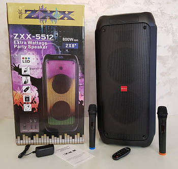 Акустична переносна колонка ZXX-5512 60Вт 8" 71х33х32см USB/SD/FM/BT/2MIC/ДК