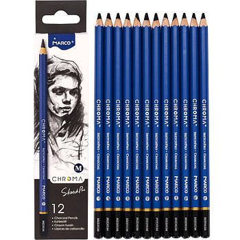 Олівці для малювання без гумки 12 шт Chroma MARCO в упаковці 12 шт