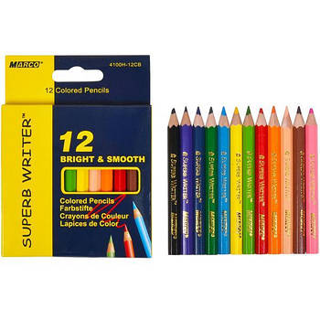 Набір кольорових міні олівців 12 кольорів у картонній упаковці Marco в упаковці 3 пачки