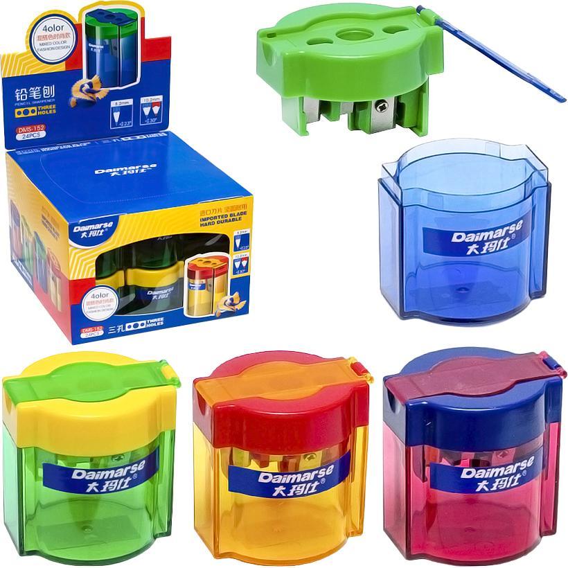 Точилка пластикова з контейнером на два олівці DMS 152 DAIMARSE в упаковці 24 шт, фото 1