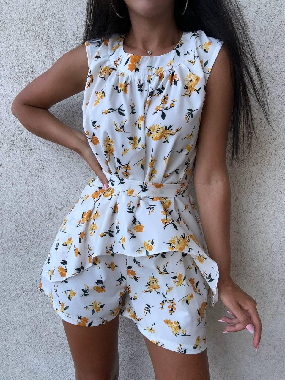 Літній жіночий костюм-трансформер Еда кофта вільного крою та шорти на резинці з кишенями Dmk5608