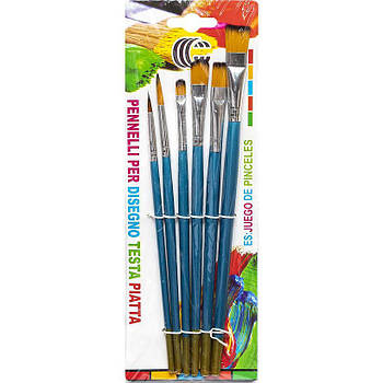 Набір пензликів з 6 плоских пензликів для малювання "С" 1005