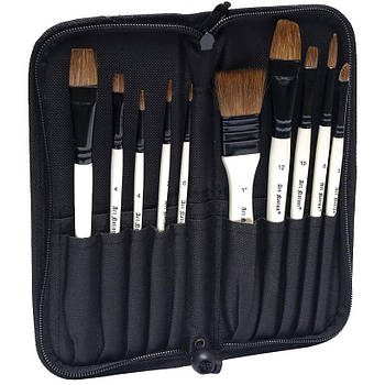 Набір художніх пензлів з натуральної ворси 10 шт 1026 watercolor brush для малювання аквареллю в пеналі