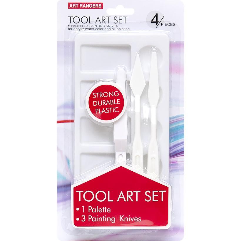 Пластмасова палітра з мастихінами для розведення фарб EPKP01B Білий Набір для листа маслом, фото 1