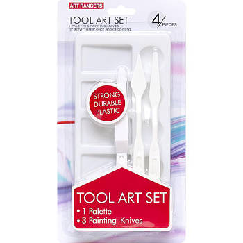 Пластмасова палітра з мастихінами для розведення фарб EPKP01B Білий Набір для листа маслом