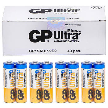 Пальчикова батарейка в спайці по 2 шт на 1,5V GP AlkalineUltra 15АUP-2S2 в упаковці 40 шт