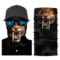 Бафф 3D с зверями маска шаблезубий тигр, вело балаклава, мото маска, skull бафф балаклава