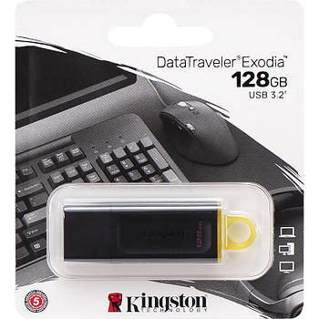 Флешка для зберігання інформації Kingston USB 128Gb DT Exodia Black/Yellow USB 3.2 309928 Чорний в упаковці 1 шт