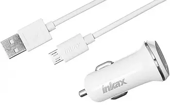 Зарядний пристрій  в машину 12В 1,0А USBx2 з кабелем USB - micro USB Inkax CC-13-M