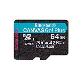 MicroSDXC (UHS-1 U3) Kingston Canvas Go Plus 64Gb class 10 A2 V30 (R170MB/s, W70MB/s), фото 2