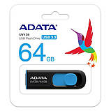 Flash A-DATA USB 3.2 UV 128 64Gb Black/Blue, фото 4