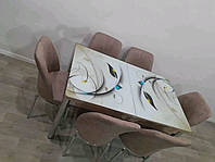 Комплект обідній стіл для кухні та 6 стільців Туреччина (130*80 см вставка 40 см) Різні кольори