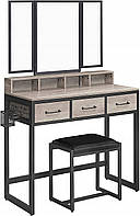 Туалетний стіл Zanzara з табуретом у стилі лофт 90 см SE0890 Сірий