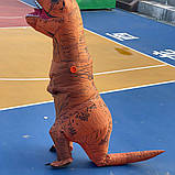 Надувний костюм динозавра T-Rex 150-195cm. Коричневий динозавр надувний костюм, фото 4