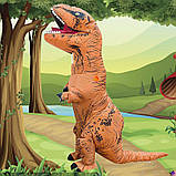 Надувний костюм динозавра T-Rex 150-195cm. Коричневий динозавр надувний костюм, фото 5