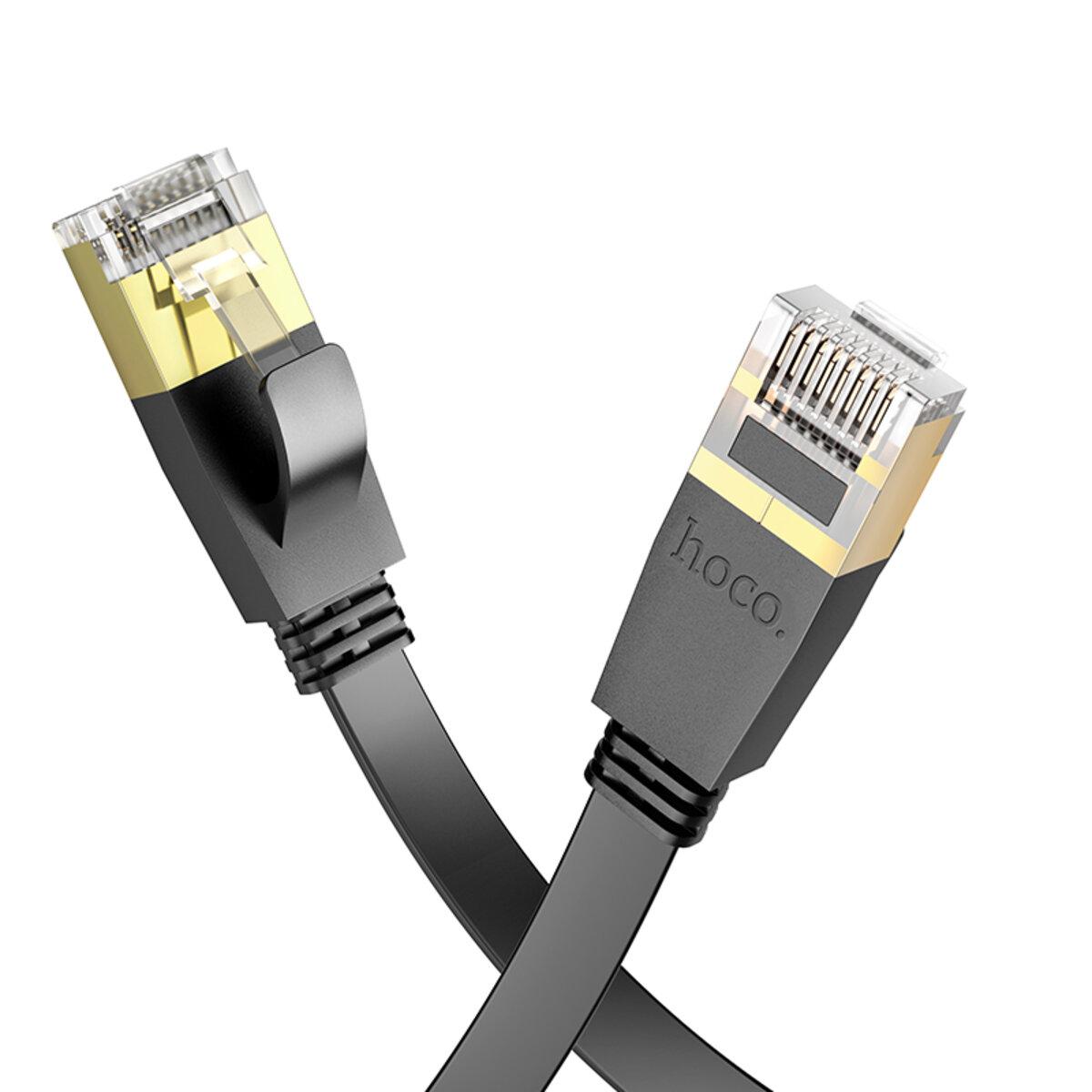Мережевий кабель HOCO US07 General pure copper flat network cable(L=10M) Black lly
