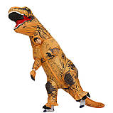 Надувний костюм динозавра дитячий T-Rex 120-150cm. Коричневий динозавр надувний костюм, фото 6