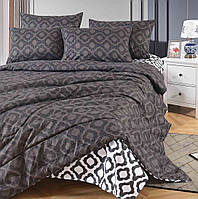 Сатиновый комплект постельного белья с одеялом двуспальный натуральный хлопок 180*220 см черный