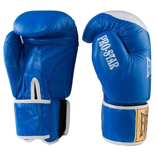 Боксерські рукавички сині шкіряні 8oz Everlast PRO STAR
