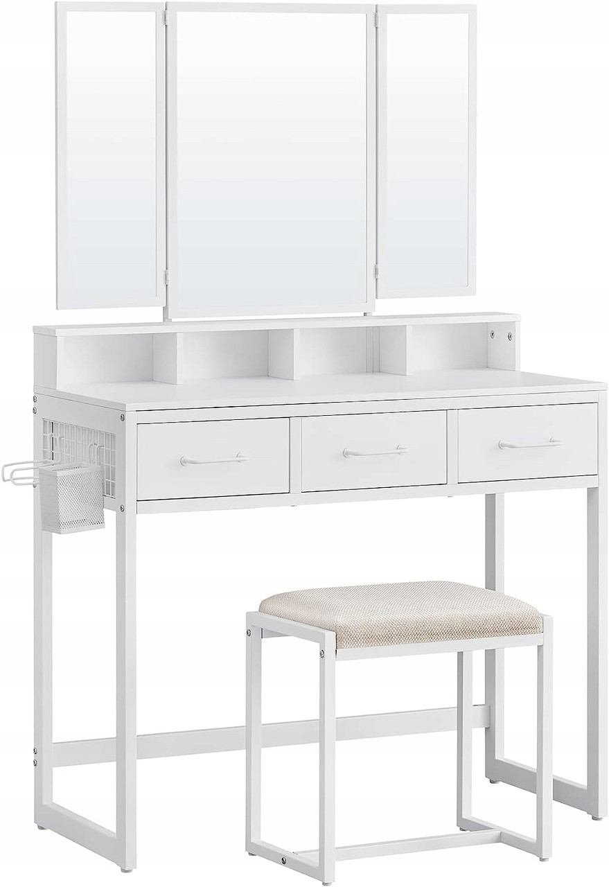 Туалетний стіл Zanzara з табуретом у стилі лофт 90 см SE0969 Білий, фото 1