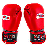 Боксерские перчатки красные кожаные 12oz Top Ten