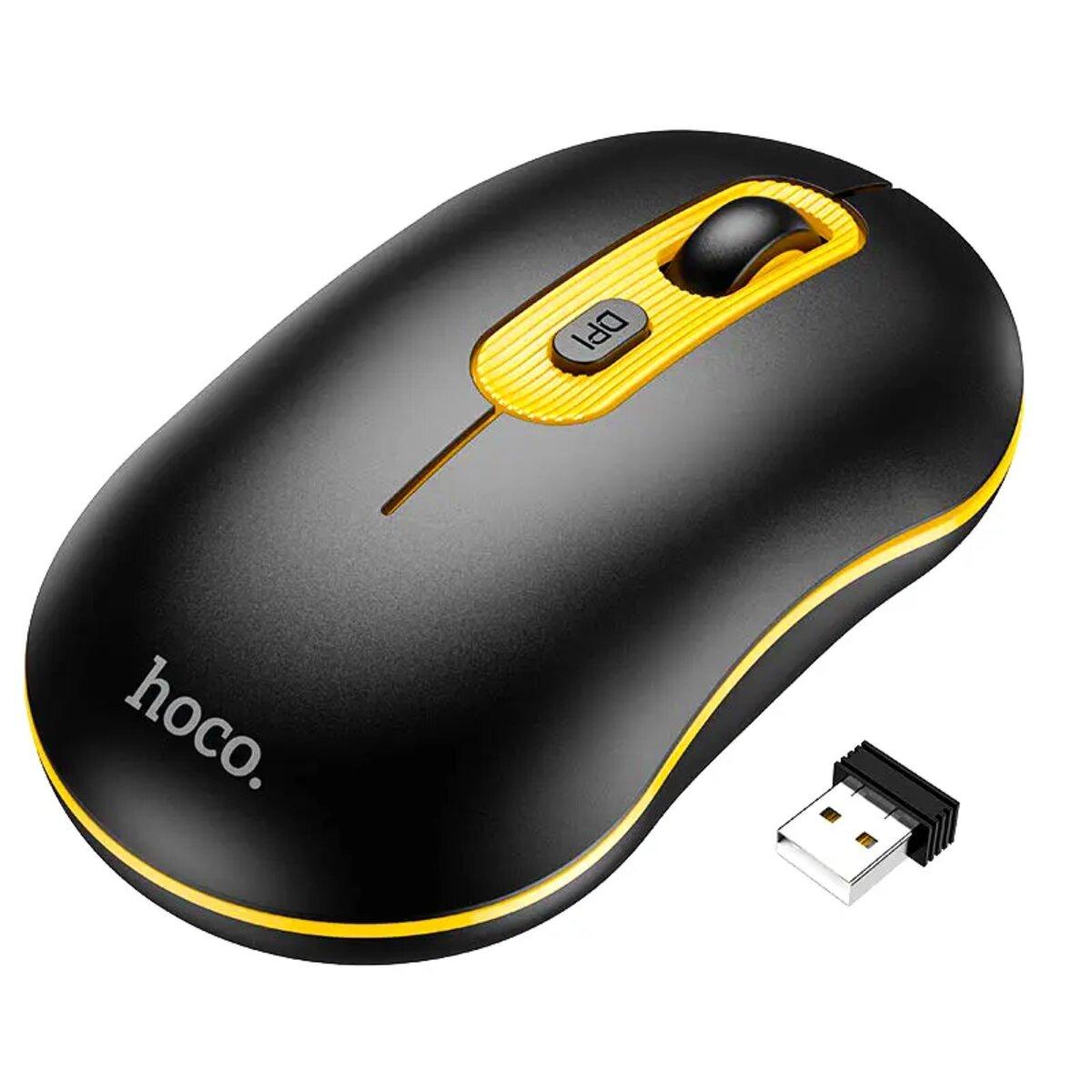 Маніпулятор миша HOCO GM21 Platinum 2.4G business wireless mouse Black Yellow lly