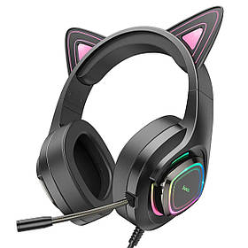 Навушники HOCO W107 Cute cat luminous cat ear gaming headphones Phantom Cat ly