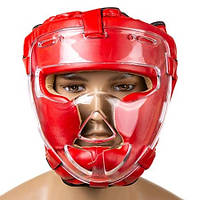 Шлем для единоборств красный с прозрачной маской Everlast Flex EV-5009 размер M