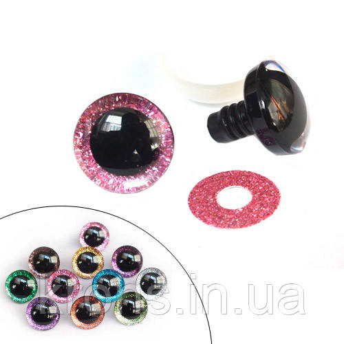 Очі для іграшок 12-мм кольорові гвинтові з фіксатором 30 шт., пластикові, фото 1