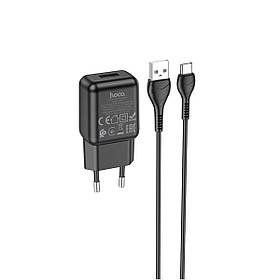 Мережевий зарядний пристрій HOCO C96A single port charger set(Type-C) Black ly