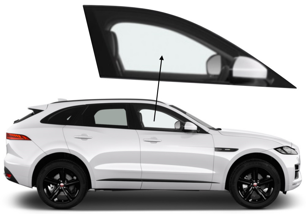 Бічне скло Jaguar F-Pace 2016-2023 передніх дверей праве
