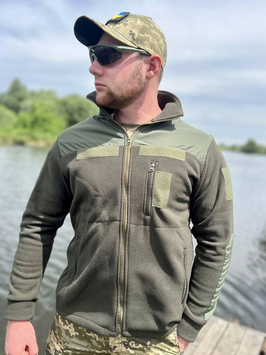 Куртка флісова тактична Олива для ЗСУ/НГУ, Флісова куртка тактична Олива - модель для військових (46-56 р.), фото 1