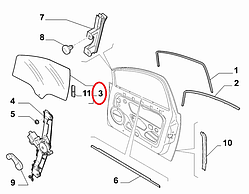 Скло двері передньої ліве Linea 2007- (OPAR), Арт. 51867099, 51867099, 51798965, FIAT